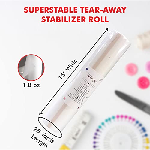 Superpunch Soft Tear Away Stabilizer, 1.8 oz, White, 15 in x 25 yd - size: 15" x 25 yards roll