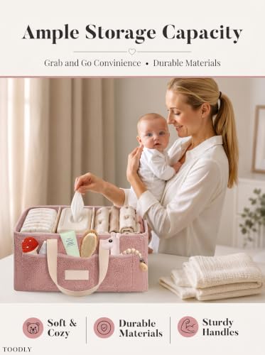 Baby Diaper Caddy Organizer with Waterproof Changing Pad, Pink - color: 2/ Pink Diaper Caddy with Changing Pad