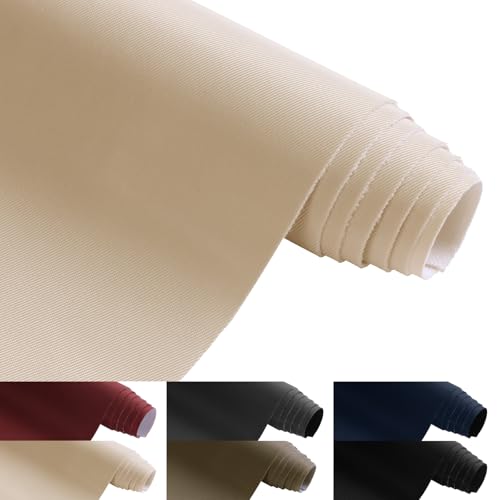 Thick Twill Fabric by The Yard, 58" W 0.75mm Polyester Twill Woven Lining Fabric Soft Excellent Luster Upholstery Fabric for Bags, Cushion, Chair, DIY Projects, 1 Yard Beige - color: Beige, size: Pre Cut - 1 Yard