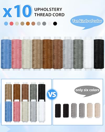 Upholstery Repair Sewing Kit, Heavy Duty Sewing Kit with Sewing Awl, 47PCS - color: 10 Color