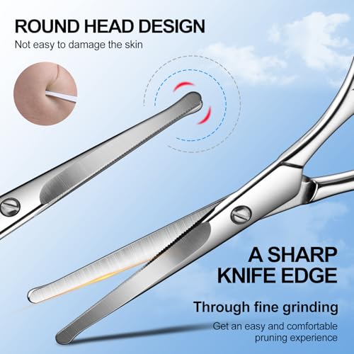nose hair scissors, 4.1 -inch Safety Rounded Tip, silver - color: Silver