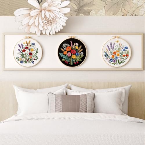 Yinder 5 Set Embroidery Kit for Beginner Starter Kit, Flowers - style: Flowers