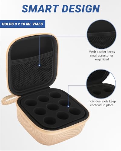 9 Slots 10ml Peptide Case, Vial Holder, Vial Case for Fridge and Travel, Fits 5ml10ml Standard Vials, Diabetic Supplies (Case Only, Gold) - size: 9 Slots 10ml