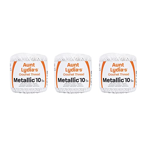 Aunt Lydia Metallic White/Pearl Yarn - 3 Pack of 100y/91m - Mixed Materials - 10-100 Yards - Knitting/Crochet - color: White/Pearl, size: 100y/91m, style: Metallic