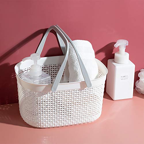 rejomiik Portable Plastic Shower Caddy Basket with Handles, White - color: White, size: 1 pack
