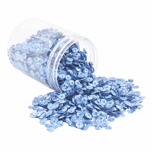 Mandala Crafts 6mm Cup Holographic Sky Blue Sequins for Sewing Embroidery - color: Holographic Sky Blue, size: 6mm Cup Sequins