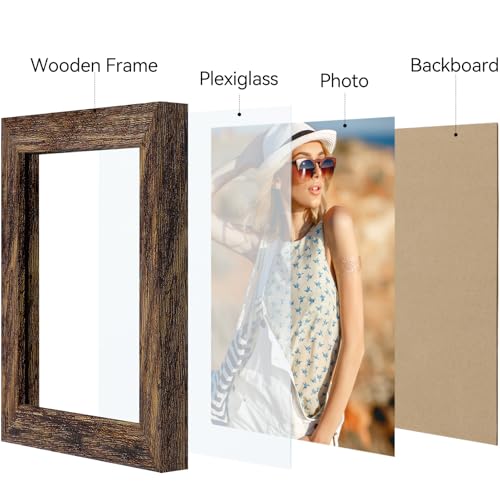 Vittanly 4x4 Picture Frame for Wall or Tabletop, Rustic Brown - color: Rustic Brown, size: 4x4