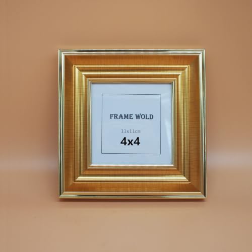 4x4 Gold Picture Frame, Real Glass, MDF, Black Backing, Wall/Tabletop - color: Gold, size: 4x4
