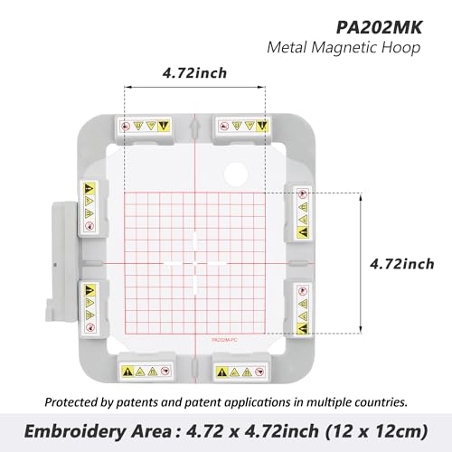 Sew Tech Magnetic Embroidery Hoop for Viking PFAFF, 4.7x4.7in 120x120mm Bar - style: 4.72"x4.72" - PA202MK