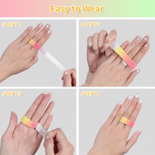 Finger Buddy Straps, 12PCS Finger Buddy Tape Straps Loops, Rainbow - color: Rainbow Gradient