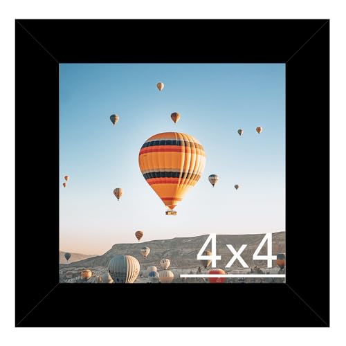 JCJMY 4x4 Picture Frame Black for Wall Hanging or Tabletop, Wall Mounting Horizontally or Vertically, 4 x 4 Wall Gallery Poster Photo Frame with Shatter Resistant Plexiglass, Black - color: Black, size: 4x4 inch