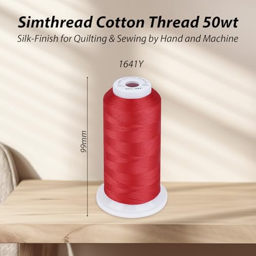 Simthread 100% Cotton Thread 50wt Black for Sewing Quilting Machine - color: Black
