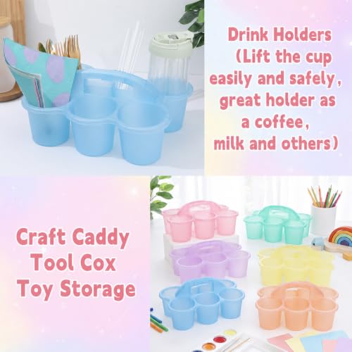 gisgfim 6 Pack Classroom Caddy Organizer with Handle, 6 Compartments, Colorful Clear - color: Colorful Clear