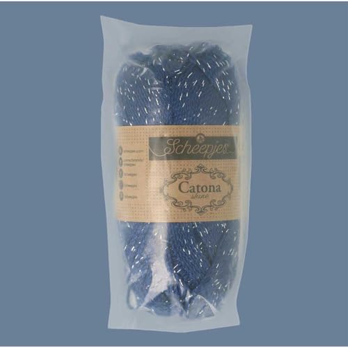 Scheepjes Catona Shine 50 g (1.76 oz) Yarn - 527-S Midnight Silver - color: 527-S Midnight - Silver