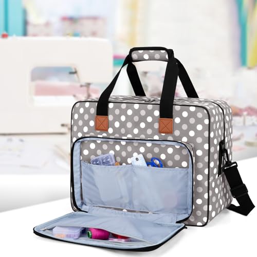 LUXJA Portable Tote Sewing Machine Bag, Gray Dots - color: Gray Dots