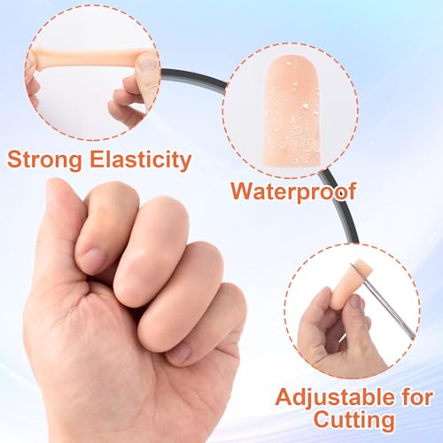 PAGOW 10pcs Gel Finger Support Protector Caps Gloves,Gel Finger Cots/Covers - color: [10pcs Long] Small, Beige