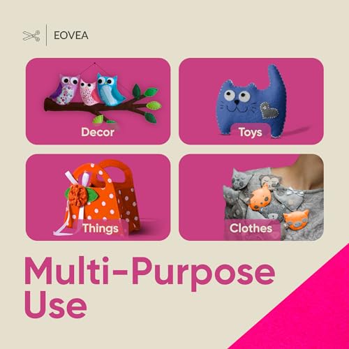 EOVEA | Acrylic Felt Fabric by The Yard | 72" Wide | 1.6mm Thick | Soft & Durable Non-Fraying Felt | for DIY Crafts, Sewing, Upholstery, Costumes & Padding(Neon Pink, 1 Yard) - color: Neon Pink, size: 1 Yard