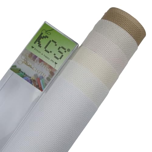 KCS 6 pc of 15" x 18" (38cmx45cm) Counted Cotton Aida Cloth Cross Stitch Fabric Rolled Box (18CT-D) - color: 18ct-d