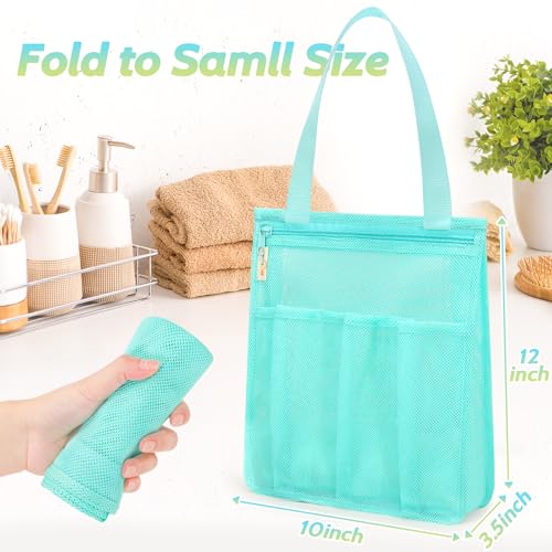 famichan Mesh Shower Caddy Portable, Gym Travel Camp Dorm Room Essentials for College Student Boy Girl, Bathroom Shower Bag - Blue - color: Blue