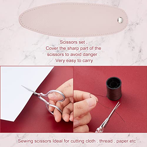 SUNNYCLUE 1 Set 3.7Inch Stainless Steel Sewing Scissors Embroidery Scissors with Cover Artificial Leather Sheath Tools Sharp Tip Small Trimming Cutter Fabric Paper Cutting Craft Threading Cross Stich - color: Gradient Color-1pc-sewing Scissors With Cover