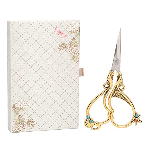 Craft 4.9in Embroidery Scissors, Rustproof Stainless Steel, Vintage European, Sewing Scissors with Fine Storage Box for DIY Handicrafts Tool