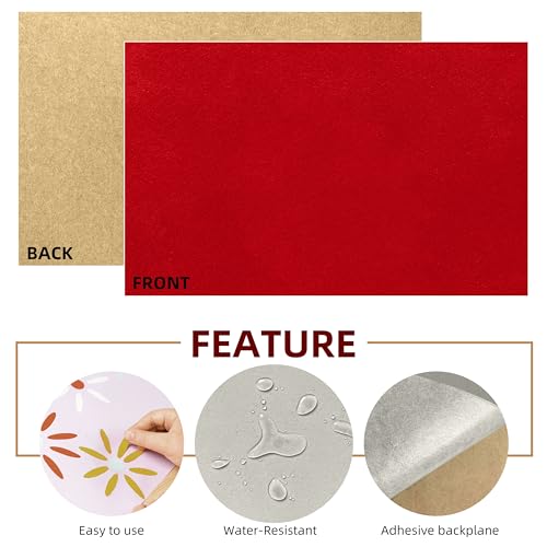 5PCS Self Adhesive Felt Sheet - Red Felt Sheets with Adhesive Backing for Drawer/Jewelry Box Liner (9" x 11") - color: Red, size: 9"W x 11"L / 5 pieces