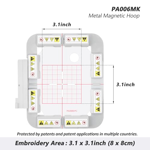 Sew Tech Magnetic Embroidery Hoop for Viking PFAFF, 3.1x3.1in 80x80mm Bar - style: 3.1"x3.1" - PA006MK