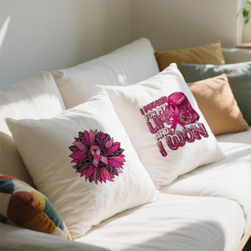 Dtf Transfers Ready to Press -24Pcs Breast Cancer Awareness Iron on Decals Pink Ribbon Fight Cancer Quote Heat Transfer Vinyl Stickers for Clothing Pillows Bag DIY Crafts - color: Breast Cancer Awareness