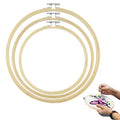 Embroidery Hoops Set, Cross Embroidery Hoop Round Bamboo Adjustable Frame Circle Ring Hoops for Embroidery, Size-6"/8"/10" Ornament and Art Craft Sewing, Christmas Decoration (Pea Yellow, 3 Pcs)