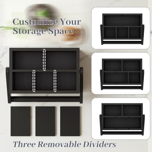 Silverware Caddy with Removable Dividers, Portable Utensil Holder for Party & Picnic, Bamboo Countertop Cutlery Organizer with Handle for Kitchen, RV & Outdoor Events (Black) - color: Black