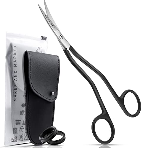 Applique Scissors for Embroidery - Double Curved Handle, 6", Black - color: Black