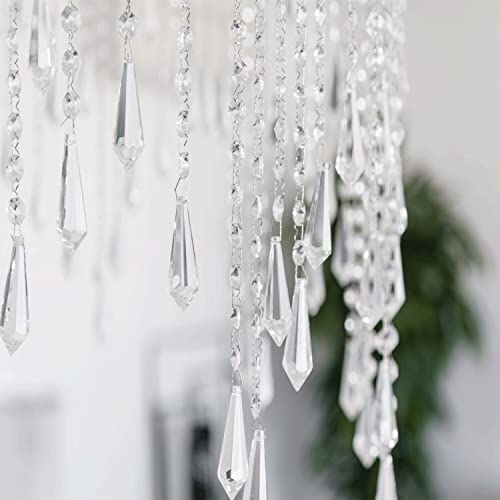 Jishi 30pk Crystal Ornaments for Christmas Tree Decorations, Acrylic Hanging Crystals for Centerpieces Home Decor, Clear Plastic Icicle Prism Drop Pendant w/Crystal Beads for Chandelier Party Supplies - style: Icicle