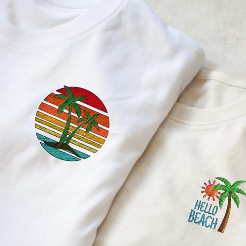 INFUNLY Beach Themed Water Soluble Embroidery Patterns Coconut Tree Submarine Rudder Wash Away Stabilizer for Embroidery Lemon Juice Car Lighthouse Hand Sewing Stabilizers for Hand Sewing Lovers - color: Summer Beach