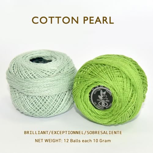 Double Mercerized Egyptian Long Staple Cotton Pearl Thread Ball 10 Grams Rainbow Color 12 Colors per Box for Crochet Hardanger Kniting Hand Sewing,Fresh Tropical FruitPalette - color: Fresh Tropical Fruit Palette