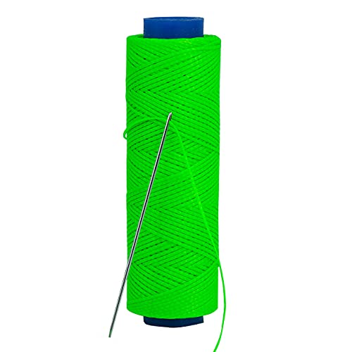 Waxed Thread, Strong Thread for Leather, Upholstery, Shoe, Bag, incl. Needle (Colour: NEON Green) - color: Neon Green