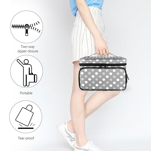 Luxja Sewing Storage Organizer with 2 Detachable Clear Pockets, Polka Dots - color: Polka Dots
