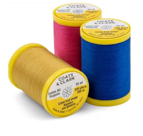 Coats & Clark Cotton All Purpose Sewing Thread 100% Mercerized Cotton 225 Yards Each Spool S970 2 Pack Bundle with 3 Bella's Crafts Needle Threaders (Natural) - color: Natural