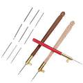 GLOGLOW 3Pcs Stainless Steel Wood Handle Embroidery Tambour Hooks