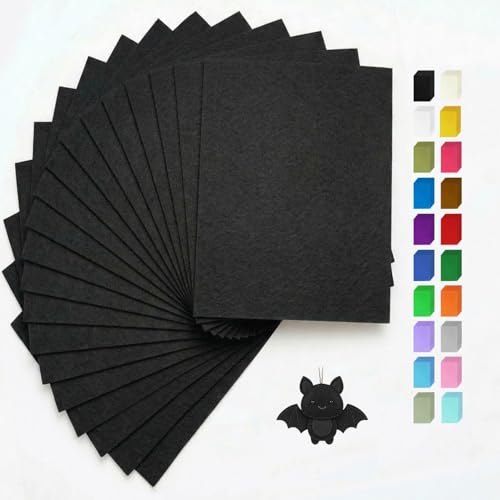 Black Felt Fabric Sheets Stiff 20 Pcs 8" X 12" 1mm Thick - color: Black