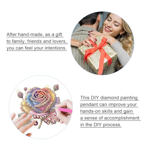 JISHSHAY Diamond Painting Pendant Flower Diamond Art Hanging Ornament Rose Gem Art Window Hanging Gem Painting Wind Chimes Mosaic Kits for Adults Windchimes Embroidery Suncatchers Sun Catchers - color: Flower 2