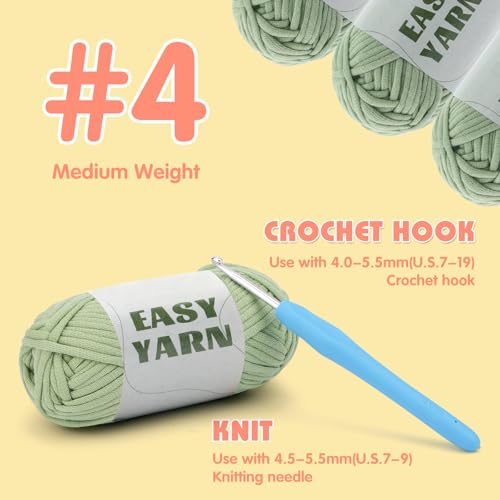 UzecPk 4 * 50g/1.76oz Beginner Yarn for Crocheting, 4 * 87yds Beginner Yarn - color: Light green