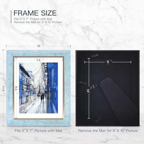 XUANLUO 8x10 Picture Frames Set of 4,Rustic Retro Photo Frame(Blue) - color: Blue-4pcs, size: 8 x 10 inch