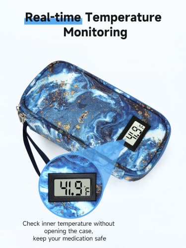YOUSHARES Insulin Cooler Travel Case - TSA Approved Diabetic Medication Pen Cooling Bag with Temperature Display, Refrigerated Peptide Supplies Organizer Insulated Storage Kit with 2 Ice Pack - color: 11_Quicksand Gold