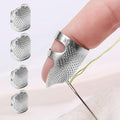 4 Pack Adjustable Metal Sewing Thimbles S+M – Finger Protector for Quilting Embroidery Needlework and DIY Craft Safety Use - color: 4 Silvery