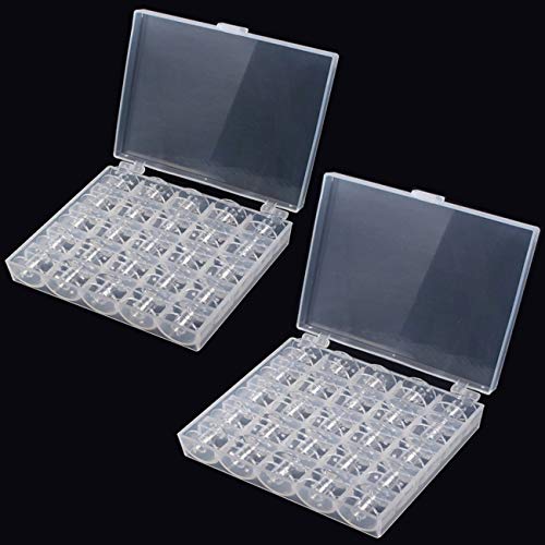 Bobbin Box,Machine Bobbin Organizer Plastic Case,Transparent 25 Slots Empty Bobbins Spools Box，Sewing Craft Plastic Case Storage Box for Sewing Machine - size: 2Pack-50Bobbins