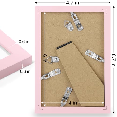 decorUhome 4x6 Picture Frame Fits 3.5x5 Photos with Mat, Pink - color: Pink, size: 4x6