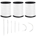 Topus Extra Strong Upholstery Repair Sewing Thread Kit and Heavy Duty Household Hand Needles, Including 7 Styles of Leather Canvas Sewing Needles and 3 Rolls Nylon Thread (70 Yard of Each Roll), White - color: White