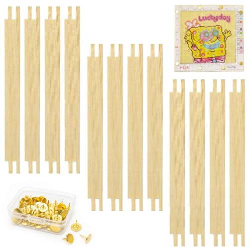8" x 12PCS Needlepoint Stretcher Bars, Stretcher Bars for Needlework, with 50 Thumb Tacks, Wooden Canvas Stretcher Bars for Embroidery Stitch Frame Set Bundle(8"/8"/8") - size: 8"/8"/8"