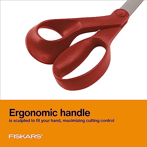 Fiskars 8" Left-Handed All-Purpose Scissors for Fabric & Crafts, Red - style: Left-Handed