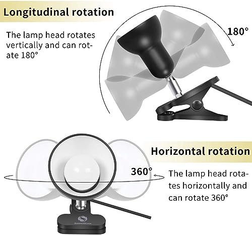 RONG&LAN Clip lamp,360° Rotation Clip on Lamp Portable Book Reading Light,Clamp on Desk/Table/Bunk Bed/Cupboard Home Lighting, (Desk lamp,Seven Colors for Your Choice) (Yellow) - color: Yellow
